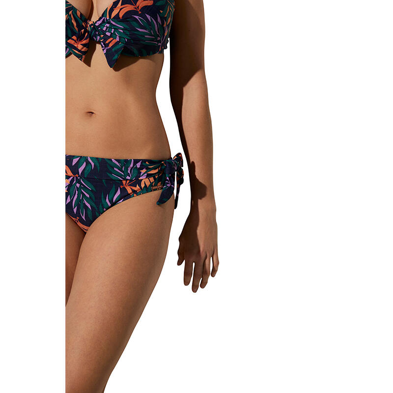 Conjunto bikini alto con aro estampado tropical