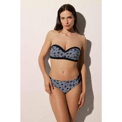 Conjunto bikini bandeau tirantes removibles diseño vichy