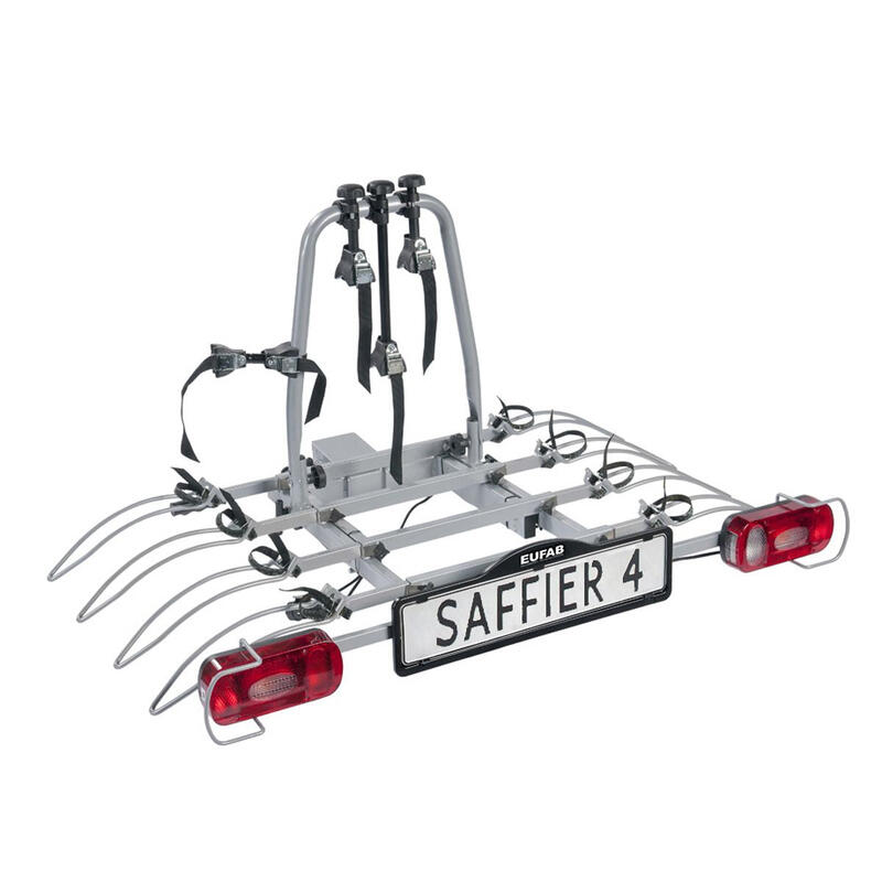 PORTE-VÉLOS 4 VÉLOS BASCULANT SUR ATTELAGE SAFFIER 4 - EN 7 BROCHES - EUFAB