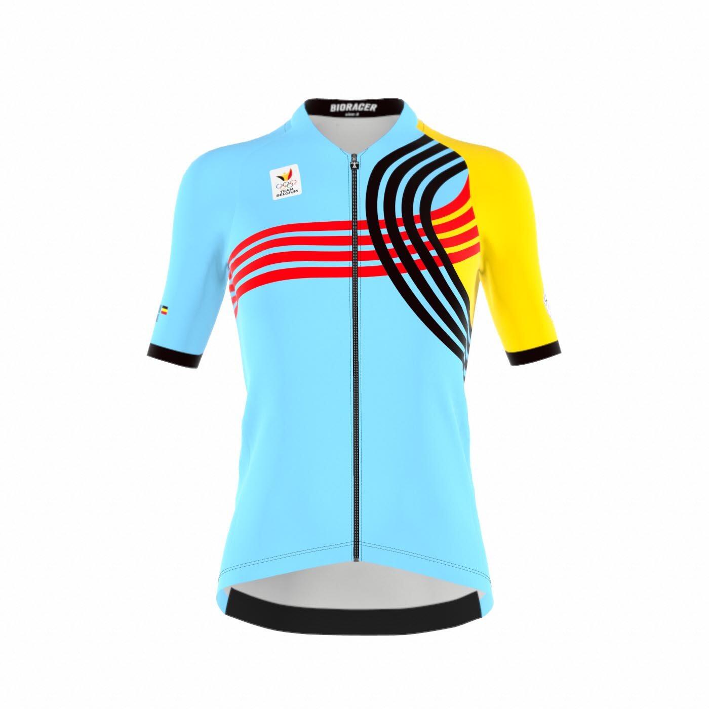 Fietsshirt Dames Blauw Official Team Belgium 2024 Olympische Editie