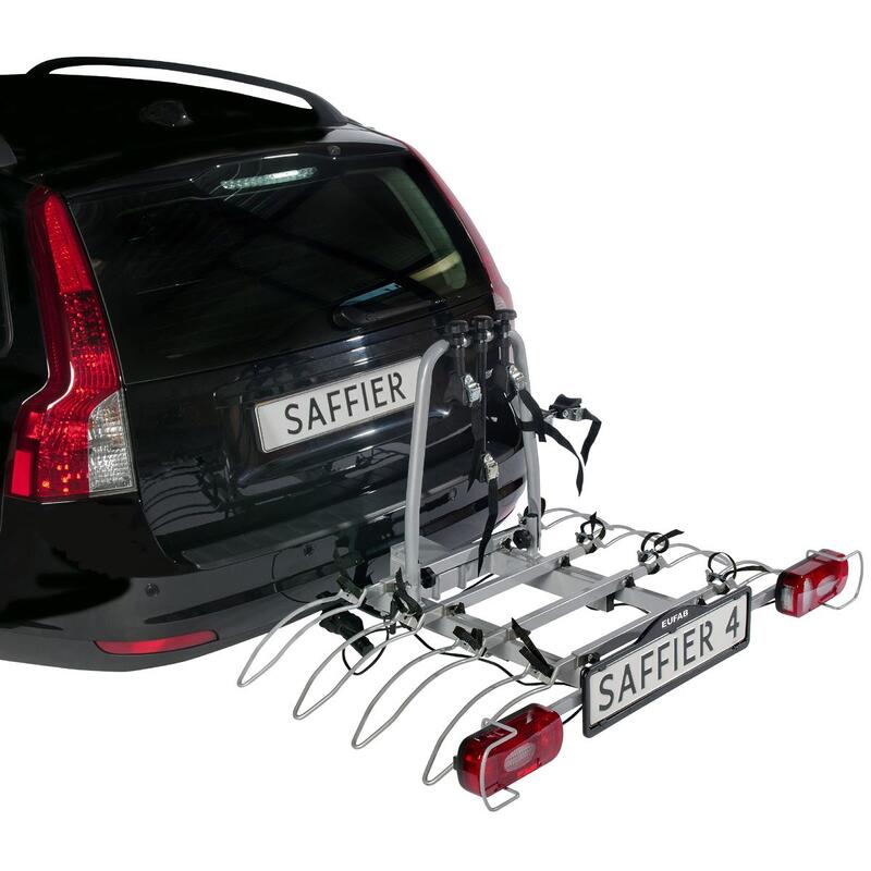 PORTE-VÉLOS 4 VÉLOS BASCULANT SUR ATTELAGE SAFFIER 4 - EN 7 BROCHES - EUFAB