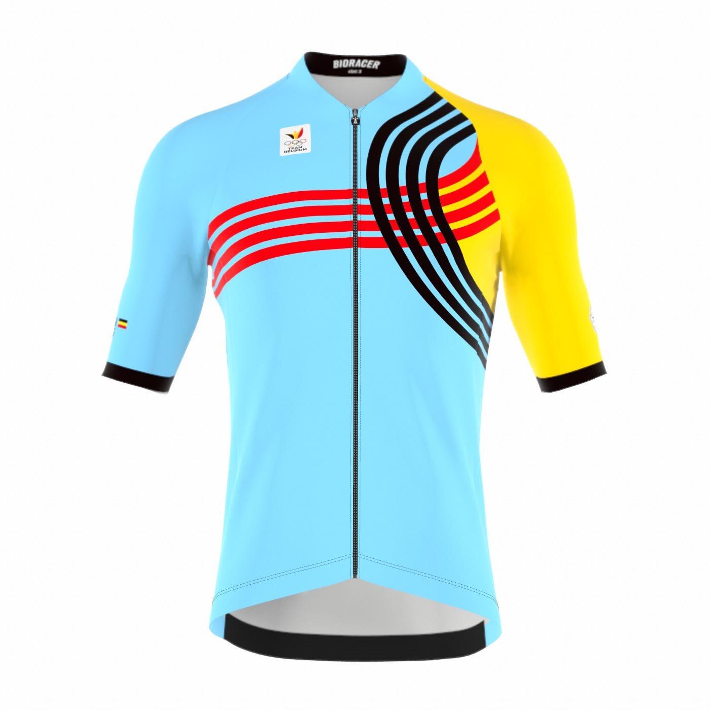 BIORACER Maglia Ciclismo per Uomo - Blu - Official Team Belgium 2024 Olympic Edition