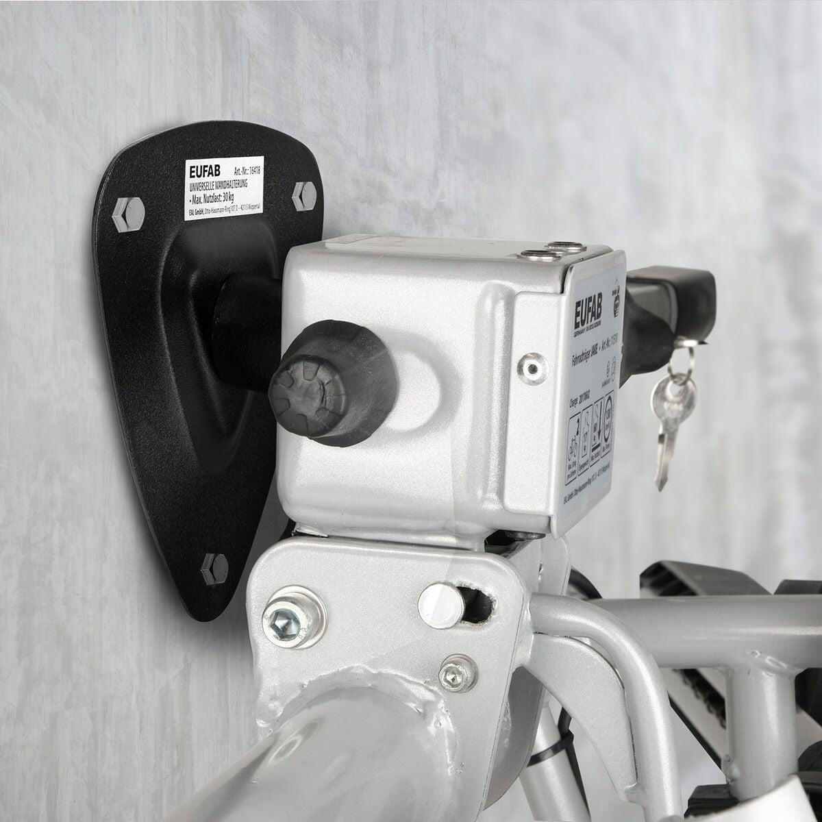PORTE-VÉLO EUFAB : FIXATION MURALE NOIRE POUR PORTE-VÉLOS 3/4