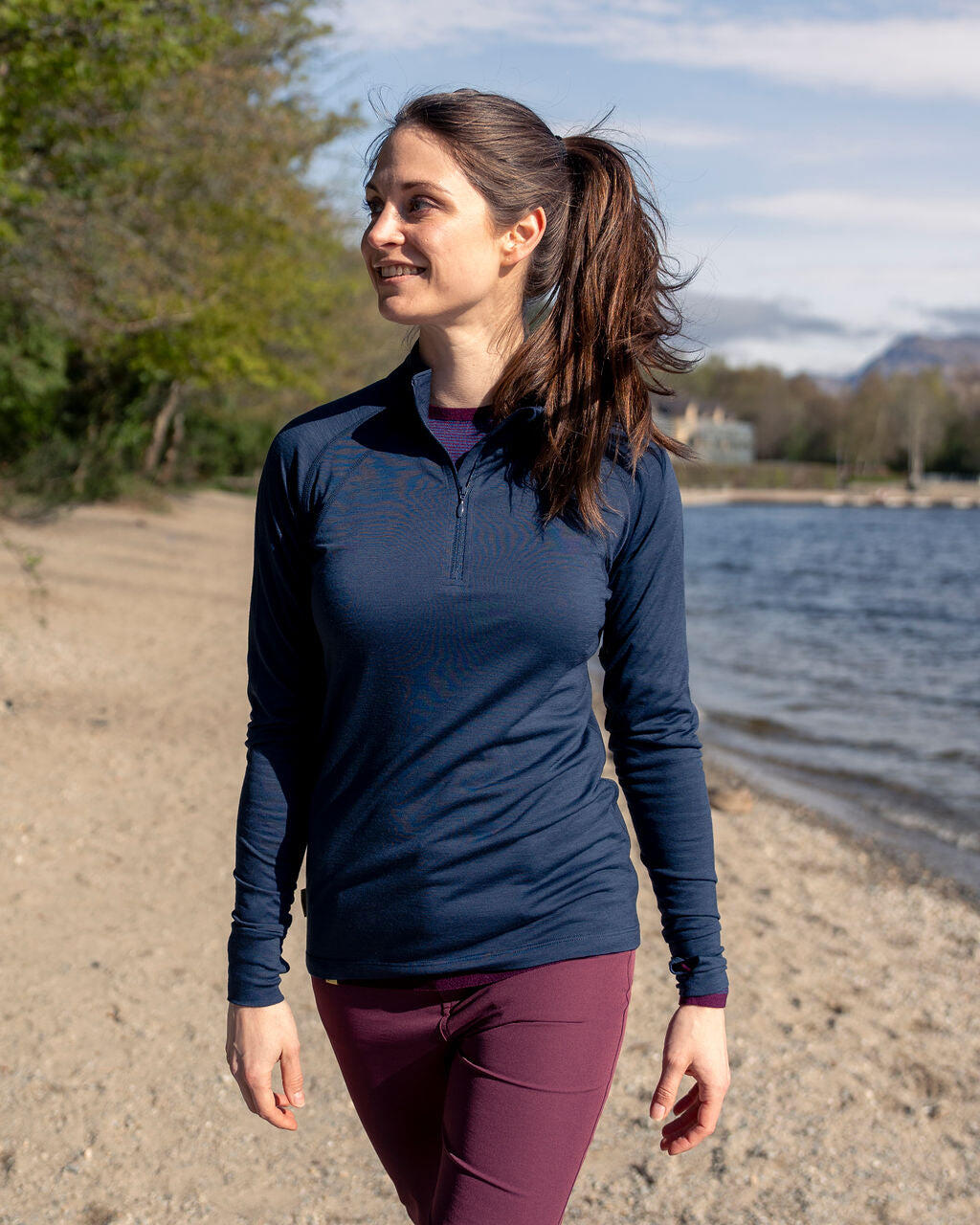 FINDRA Iona Merino-Lite Zip Neck Top