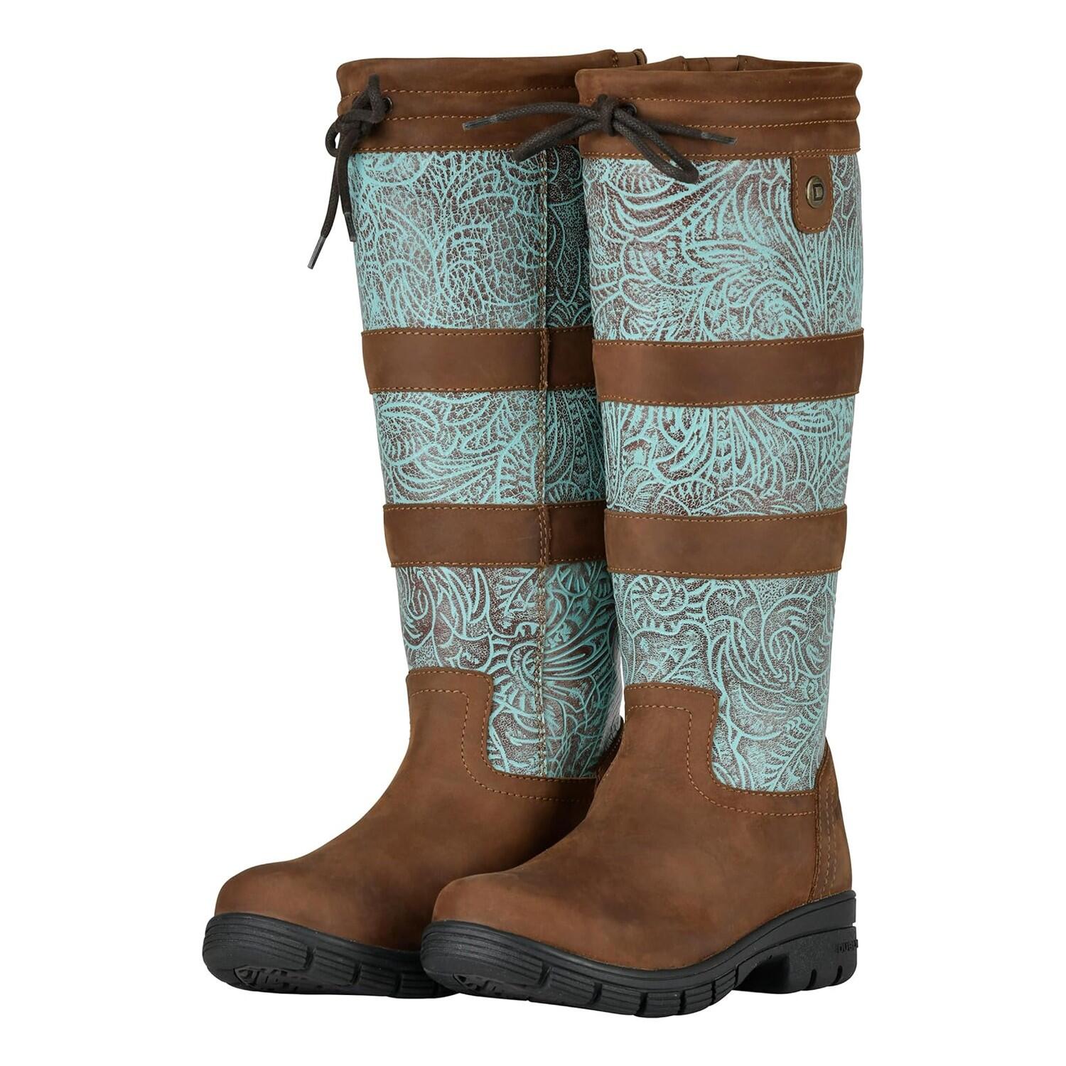 WHITAM Women's mimlet boots (Brown / Bright turquoise)