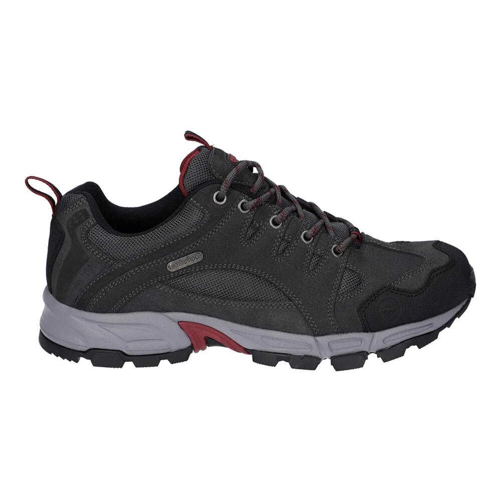 Mens Auckland Lite Suede Walking Shoes (Graphite Grey/Dark Red) 4/4
