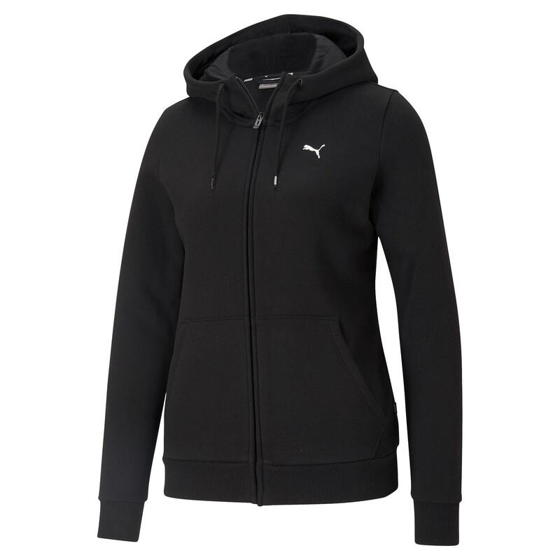 Hoodie mit durchgehendem Reißverschluss für Damen Schwarz