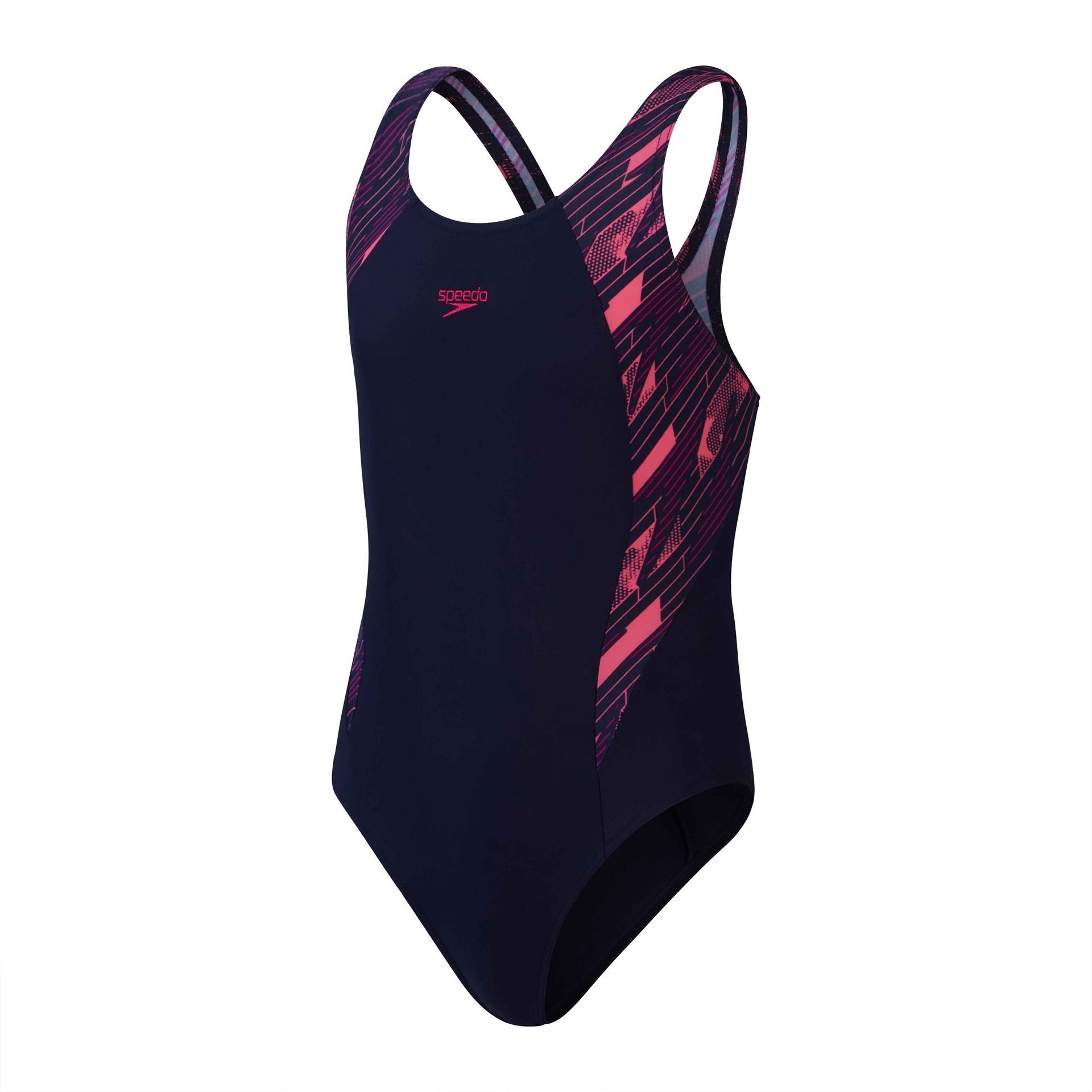 Girl's HYPERBOOM SPLICE 1-piece swimsuit (Navy blue / Pink)