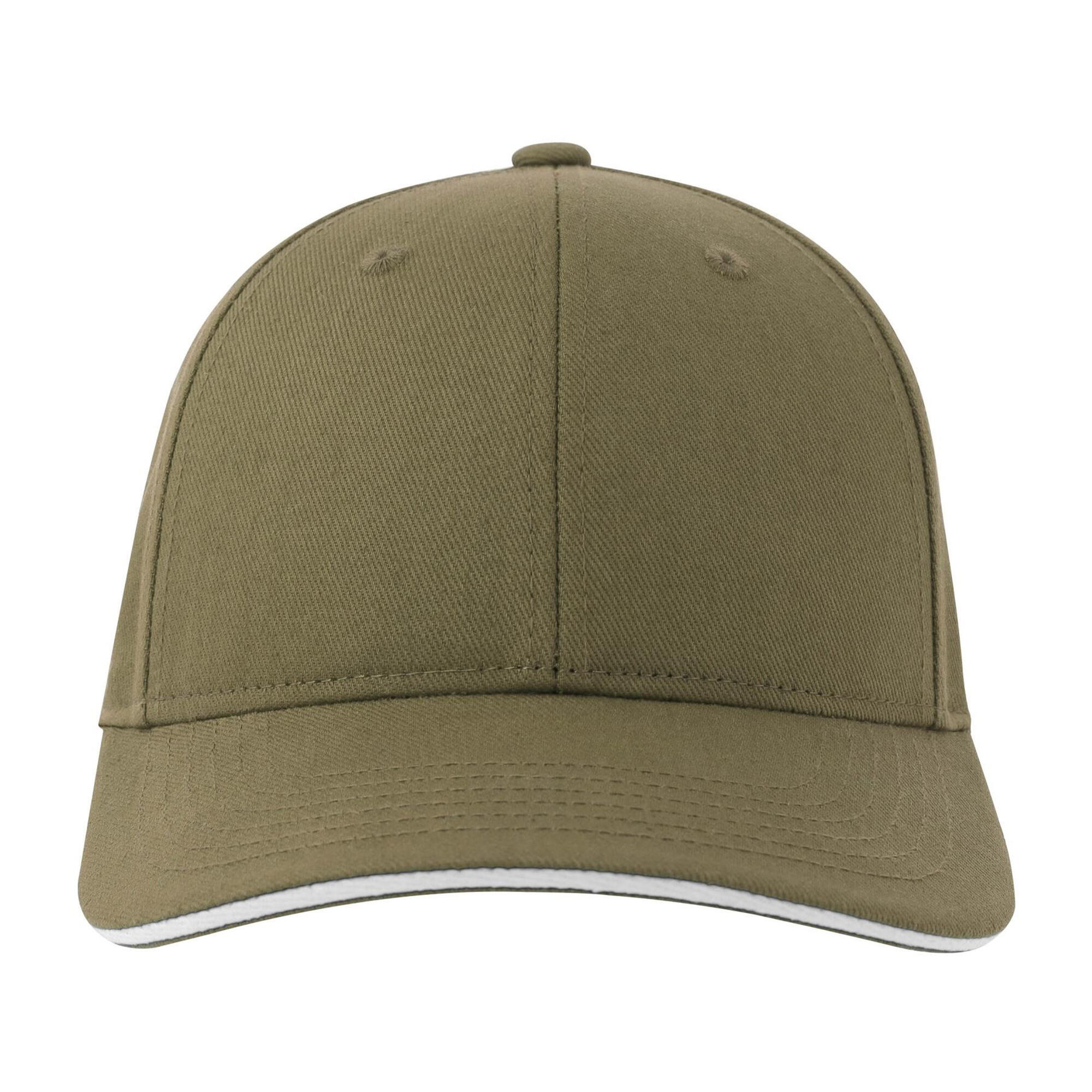 Unisex Adult Liberty Sandwich 6 Panel Cap (Olive/White) 4/4
