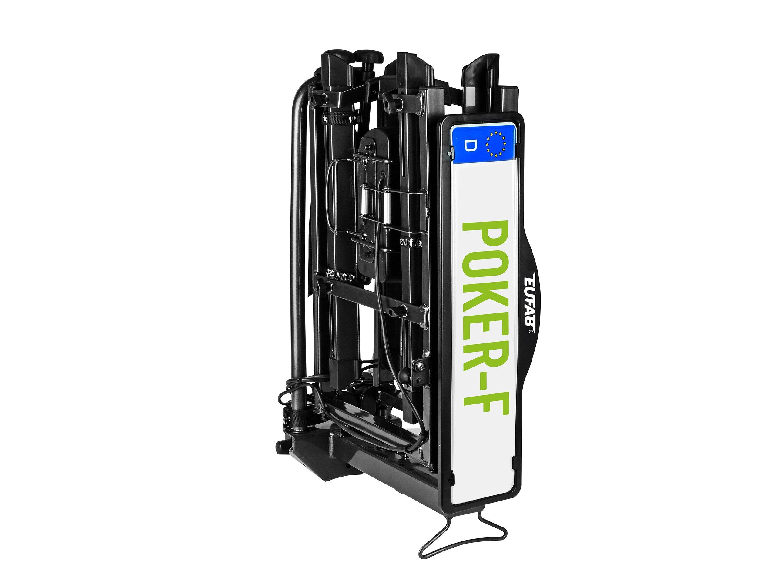PORTE-VÉLOS 2 VÉLOS SUR ATTELAGE POKER-F PLIABLE ET BASCULANT - EUFAB 7/8