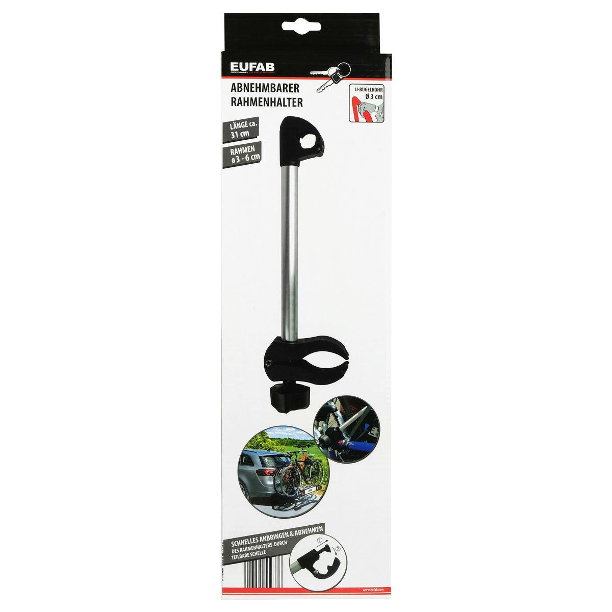 PORTE-VÉLO EUFAB : FIXE-CADRE AMOVIBLE ET ANTIVOL 31 CM 4/6