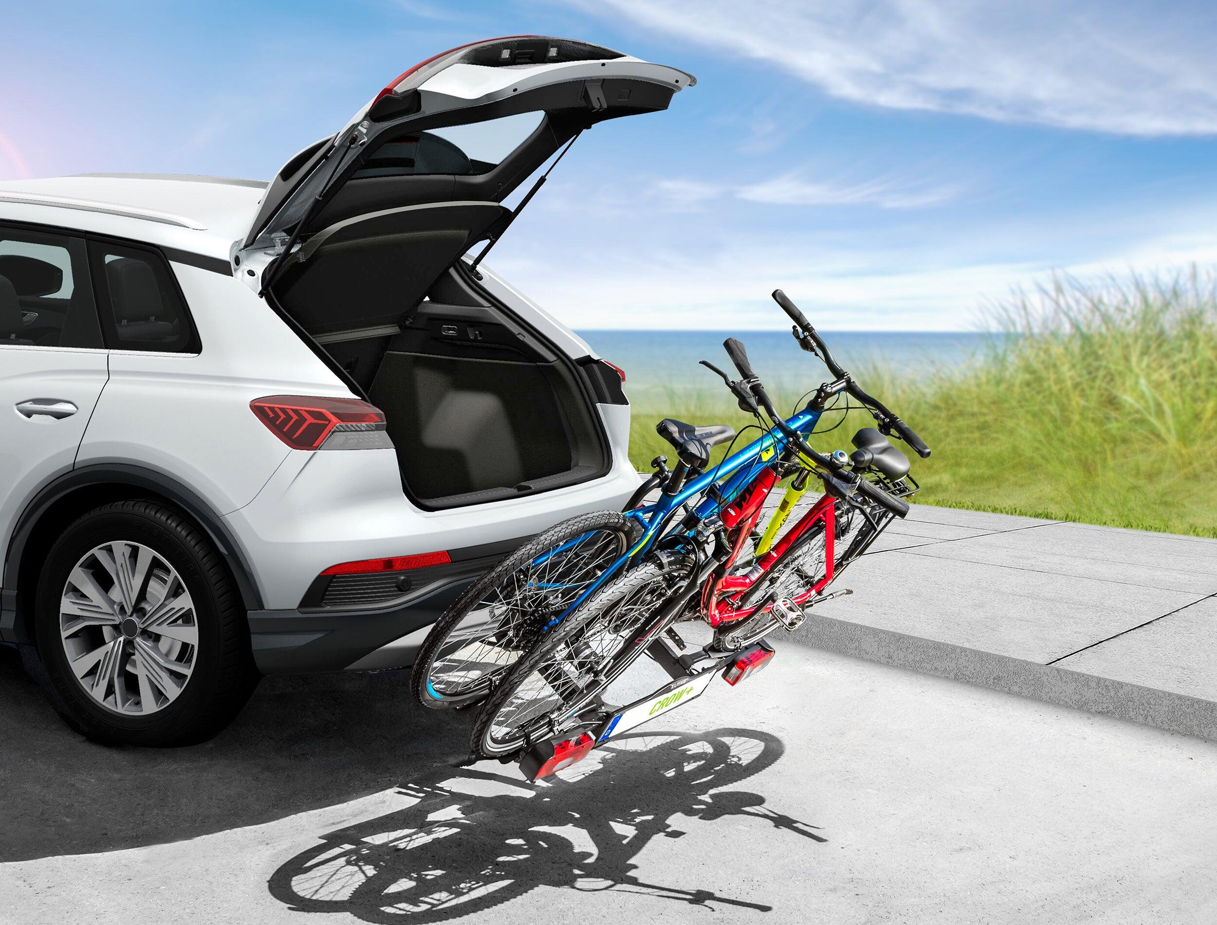 PORTE-VÉLOS 2 VÉLOS BASCULANT SUR ATTELAGE CROW PLUS - EUFAB 4/8