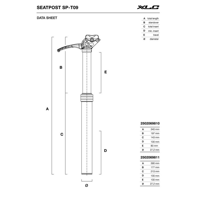 Tige de selle télescopique-XLC--27.2 x 340 x 80