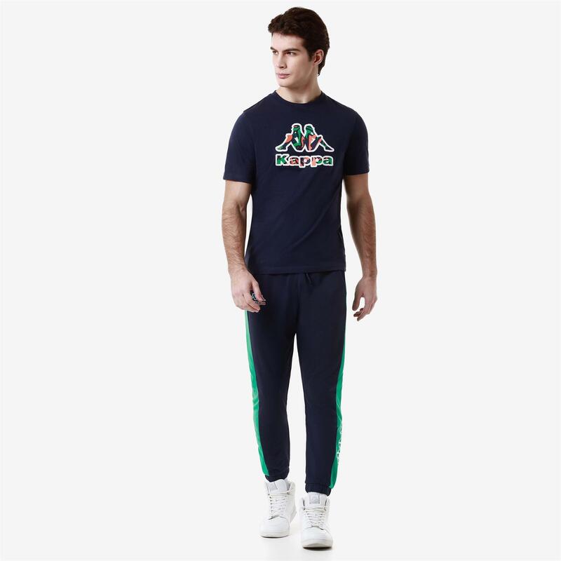 kappa pantaloni da uomo in cotone blu da fitness