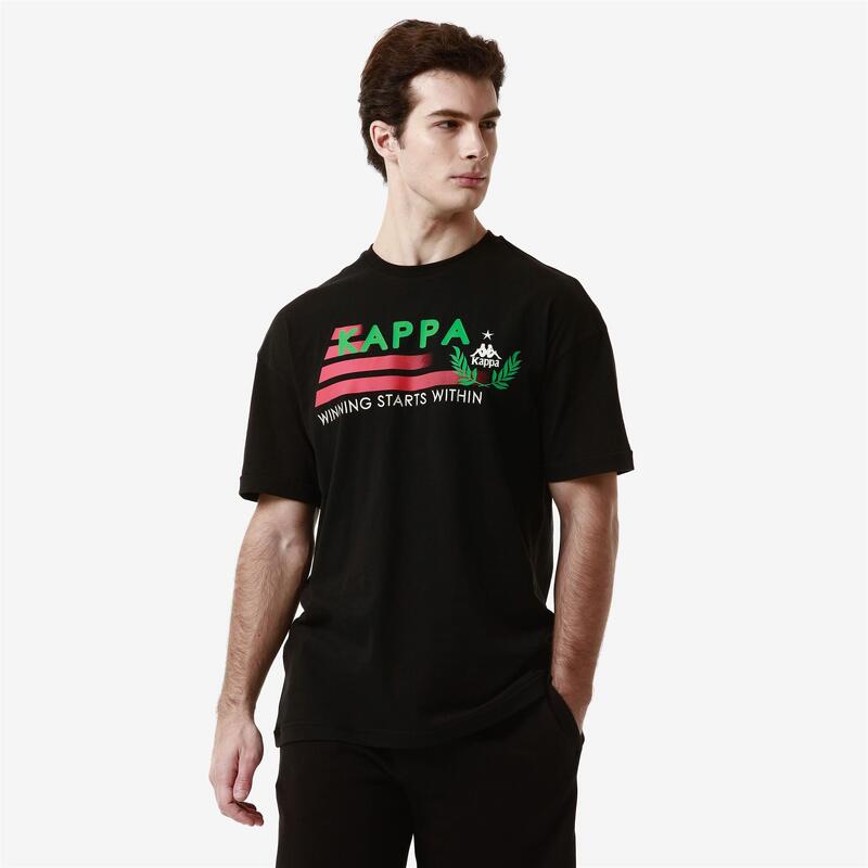 kappa t-shirt da uomo in cotone nero da cardio training