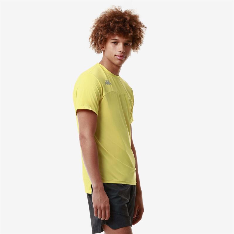 kappa t-shirt da uomo in poliestere giallo da fitness