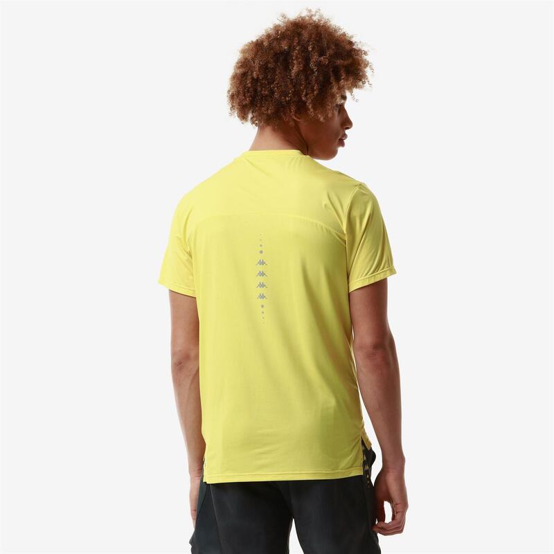 kappa t-shirt da uomo in poliestere giallo da fitness