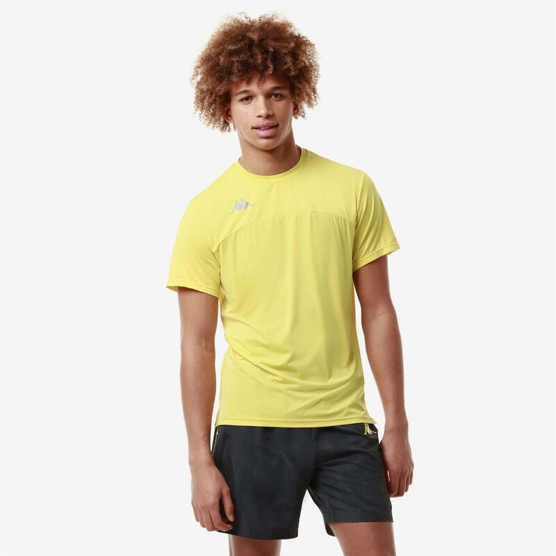 kappa t-shirt da uomo in poliestere giallo da fitness