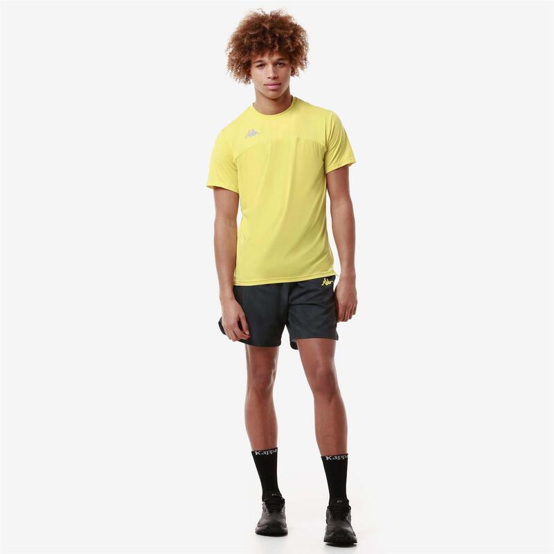 kappa t-shirt da uomo in poliestere giallo da fitness