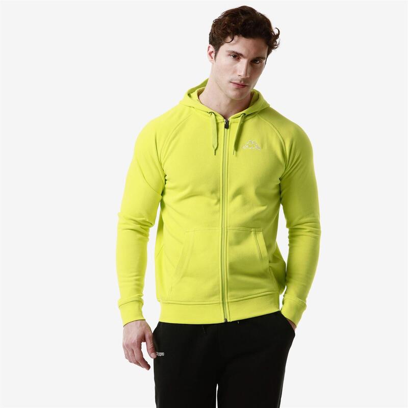 felpa uomo fitness kappa cotone con cappuccio verde