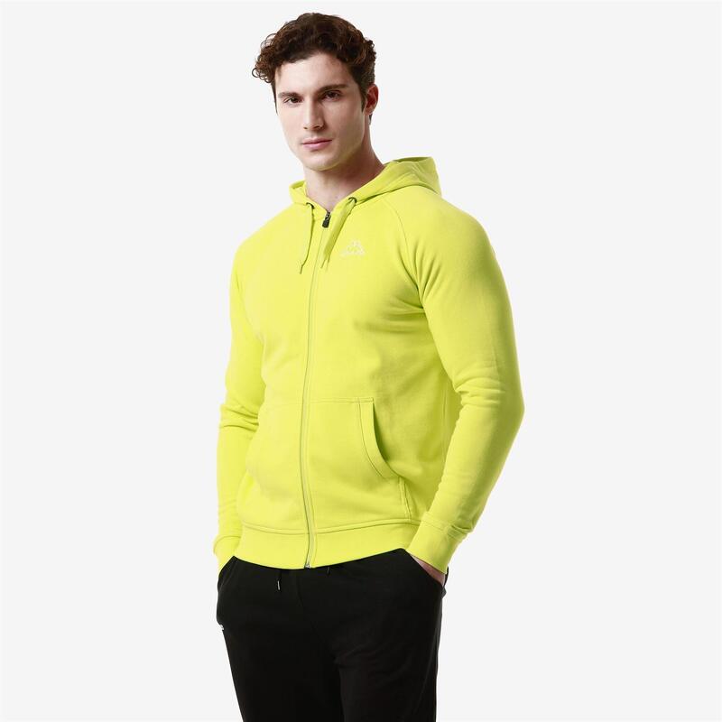 felpa uomo fitness kappa cotone con cappuccio verde