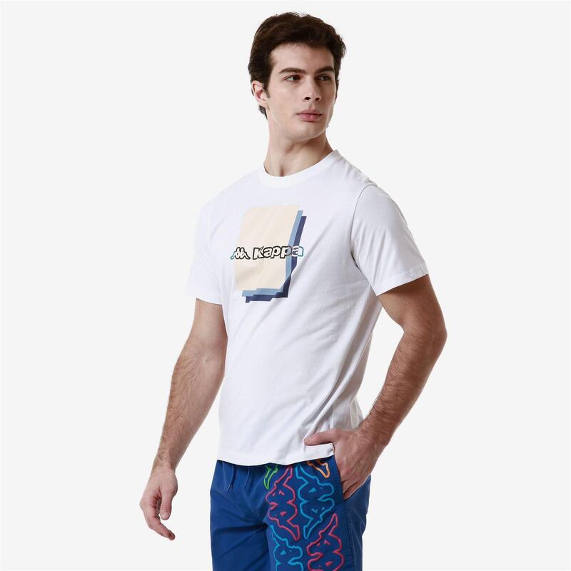 kappa t-shirt da uomo in cotone bianco da fitness .