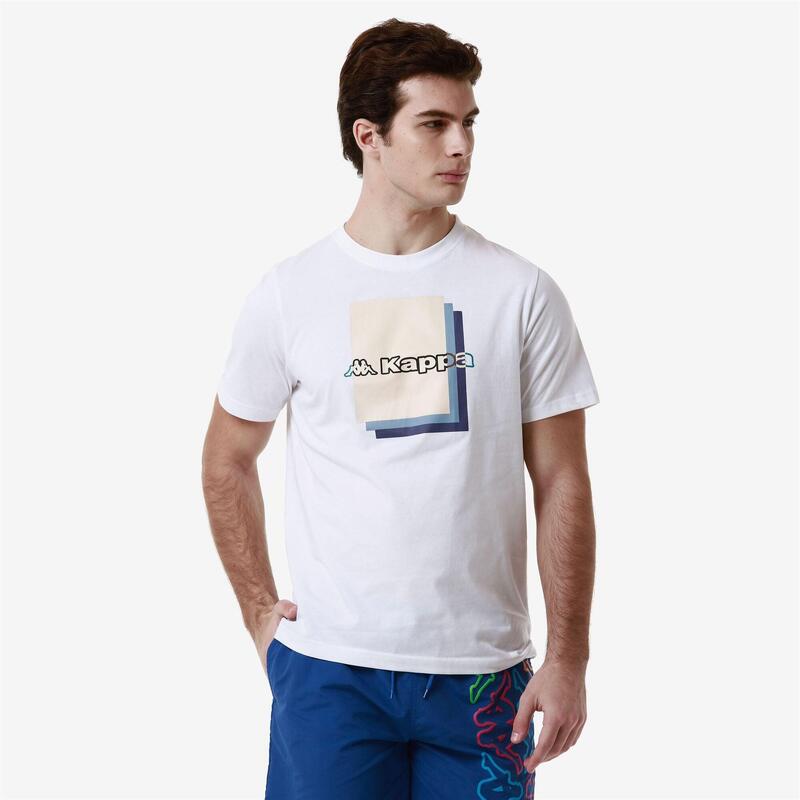 kappa t-shirt da uomo in cotone bianco da fitness .