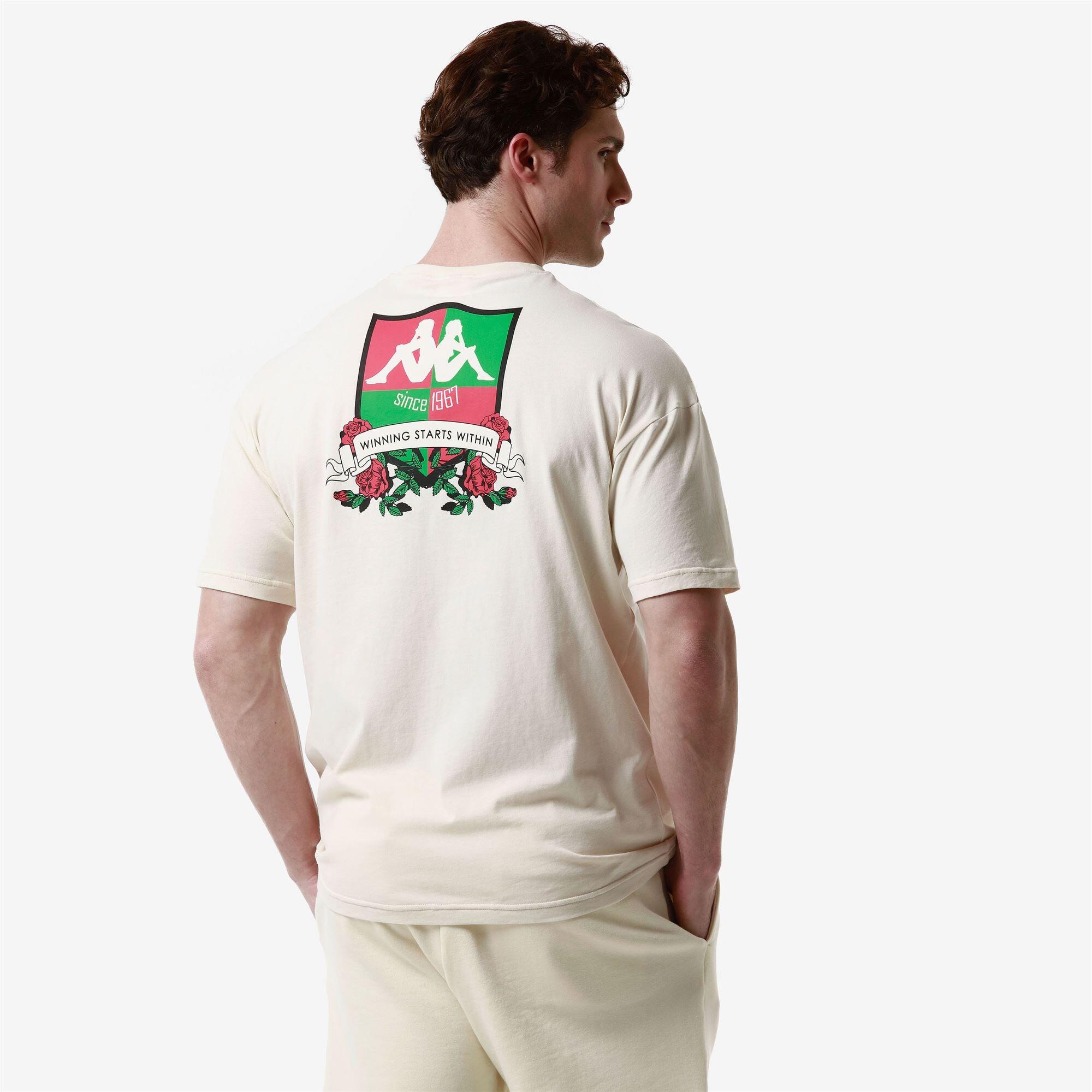 kappa t-shirt da uomo in cotone bianco da cardio training 6/7