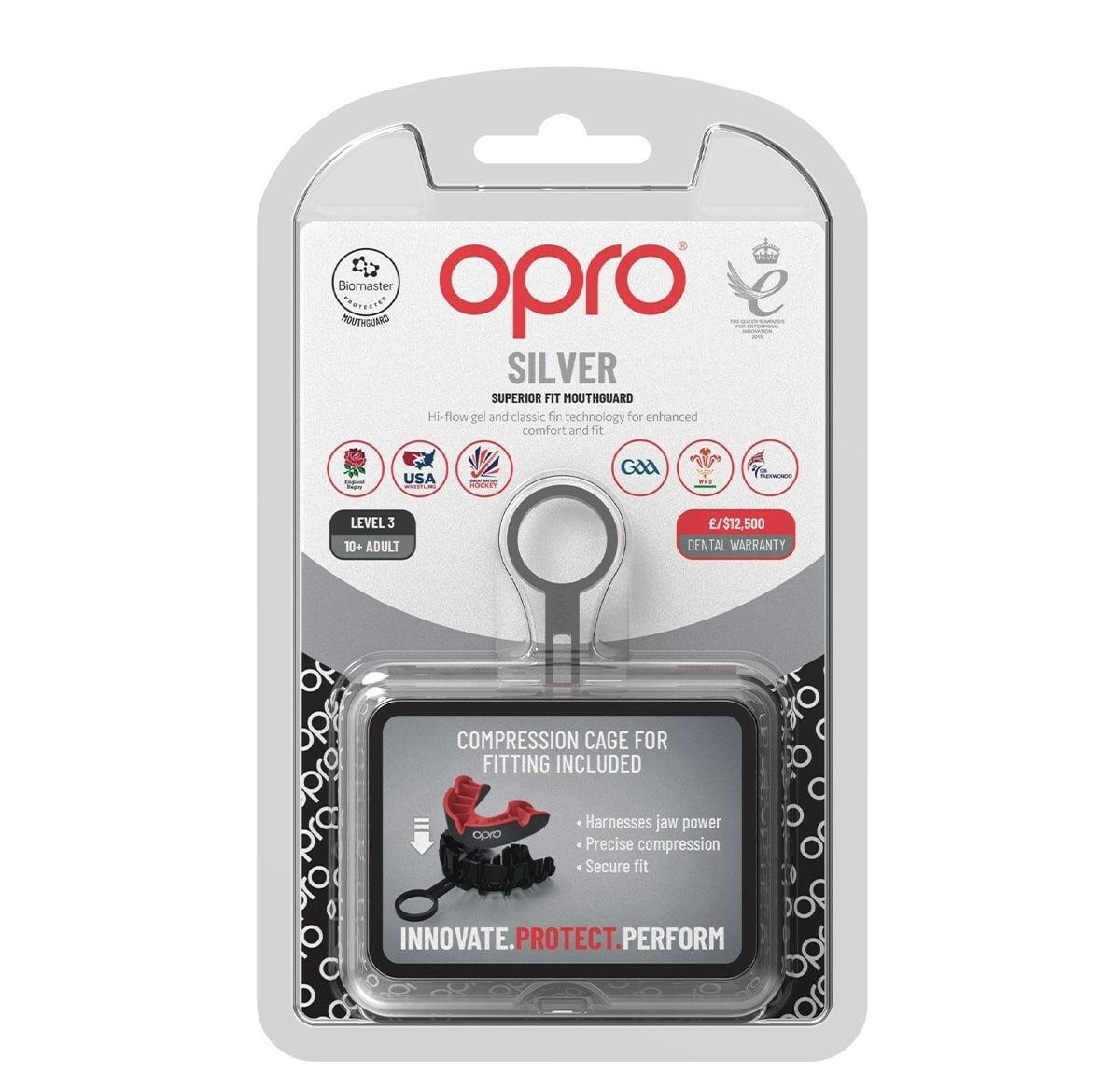 OPRO Self-Fit  Silver - Red/Dark Blue 3/7