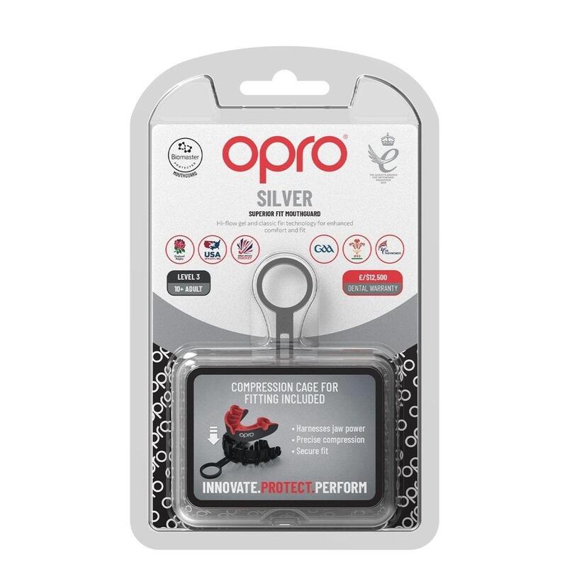 Protector bucal OPRO Silver pentru adulți RED & BLUE