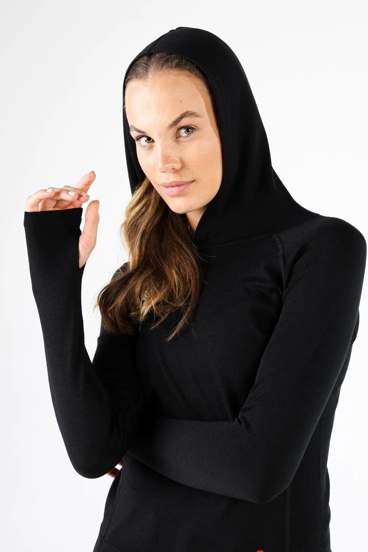 Sonatra - Koszulka z kapturem 100% wełna merino  (195 g/m²) L, Czarny 5/7