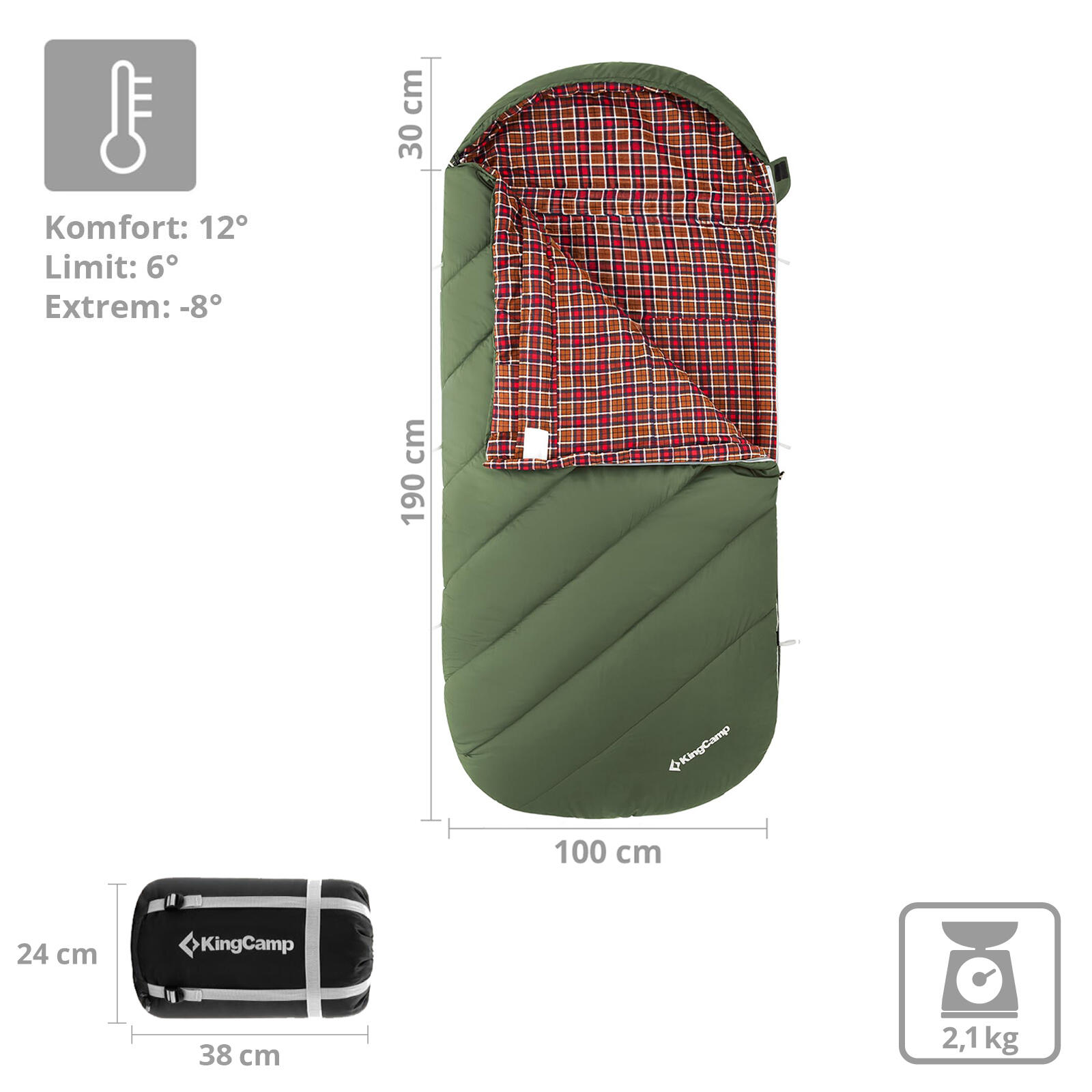 Deckenschlafsack Freespace 250 Winter Schlafsack Breit Baumwolle 12°C 2/6