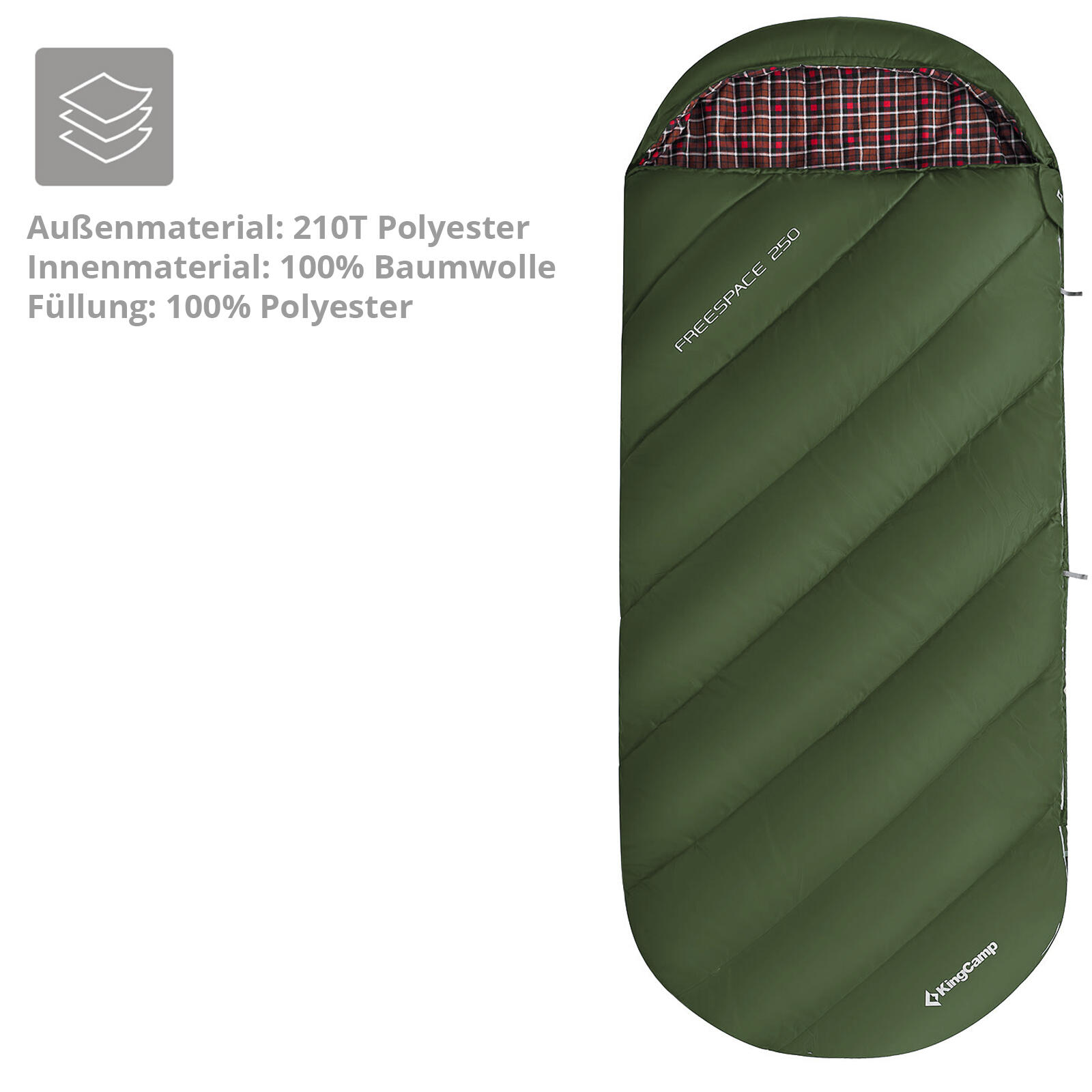 Deckenschlafsack Freespace 250 Winter Schlafsack Breit Baumwolle 12°C 5/6