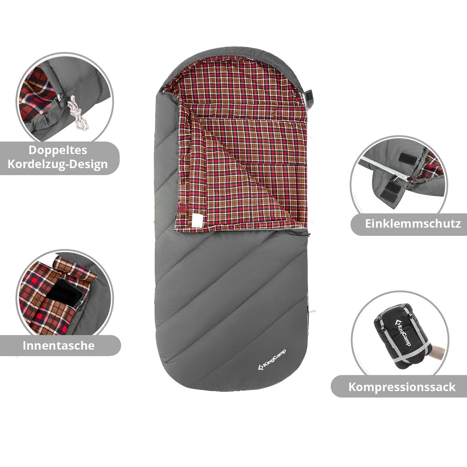 Coperta sacco a pelo Freespace 250 invernale in cotone largo 12°C 4/6