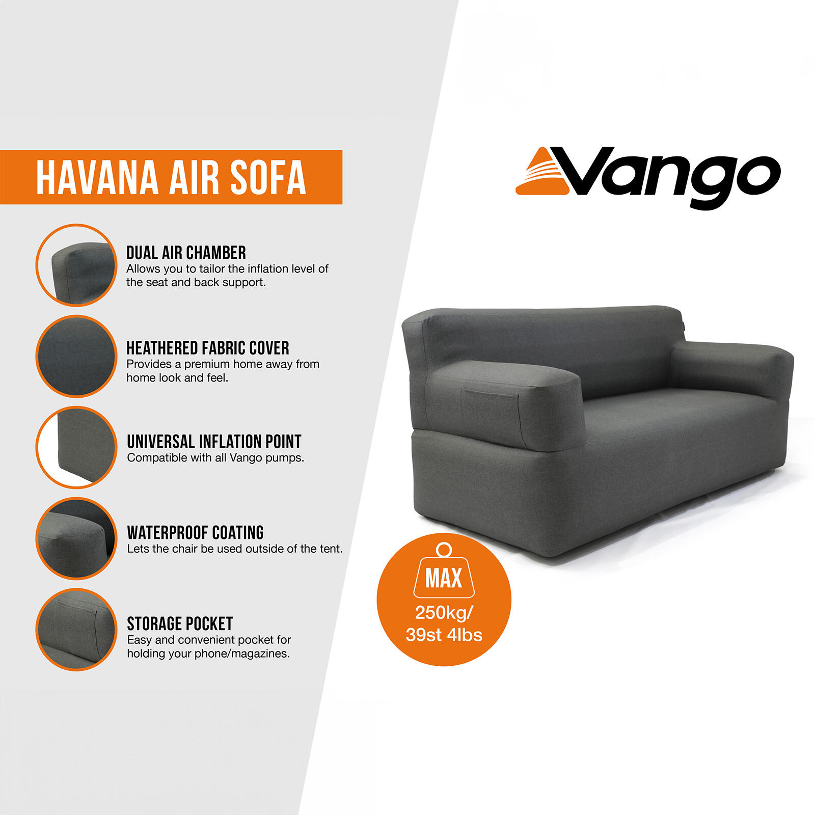 Sofa turystyczna dwuosobowa Vango Havana Air Sofa 2/7