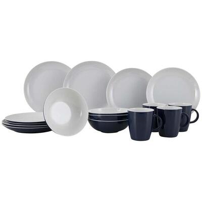 Gimex solid line servies blauw & wit 16-delig