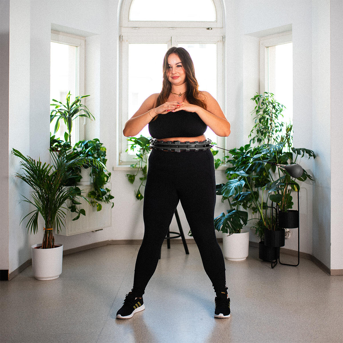 Hoelahoep set met tabs en gewichten HHW12  + BR163 plus size riem HMS 5/7