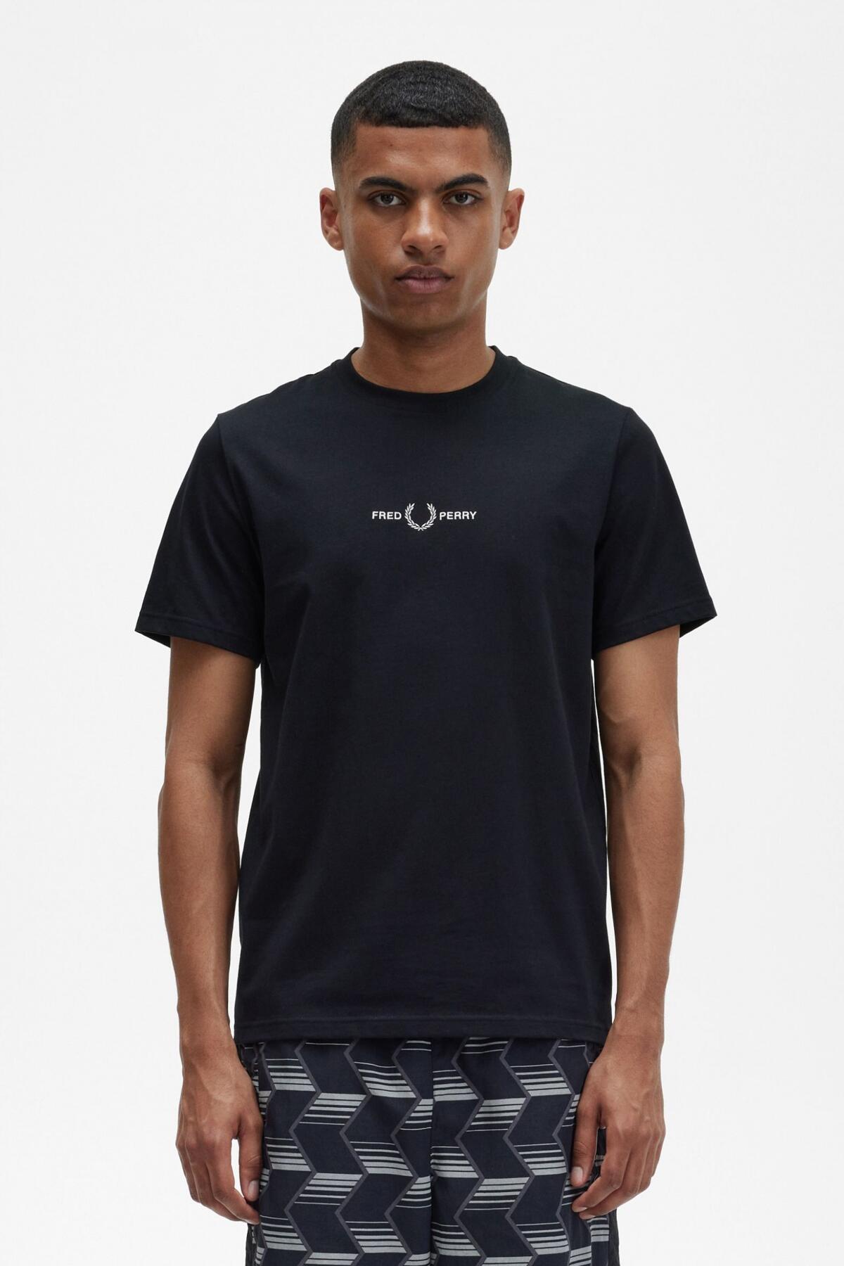 T-shirt pour homme Fred Perry brodé noir 5/5