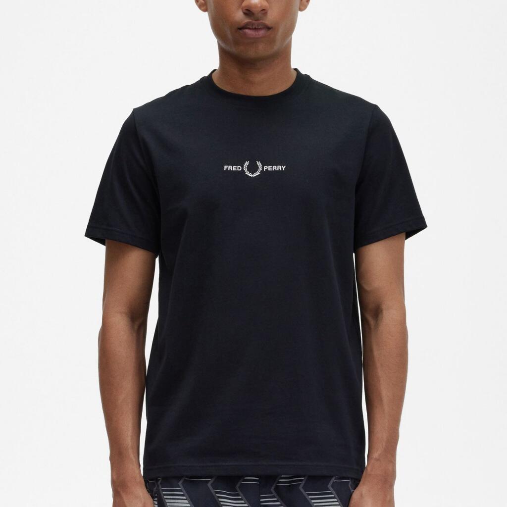 FRED PERRY Maglietta da uomo Fred Perry ricamata nera