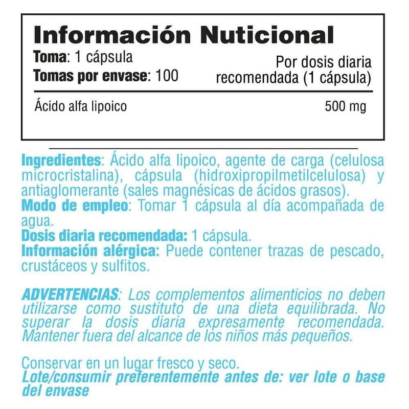 Ácido Alfa Lipoíco - 100 Cápsulas Vegetales de Smart Supplements