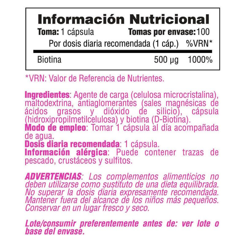 Biotina - 100 Cápsulas de Smart Supplements