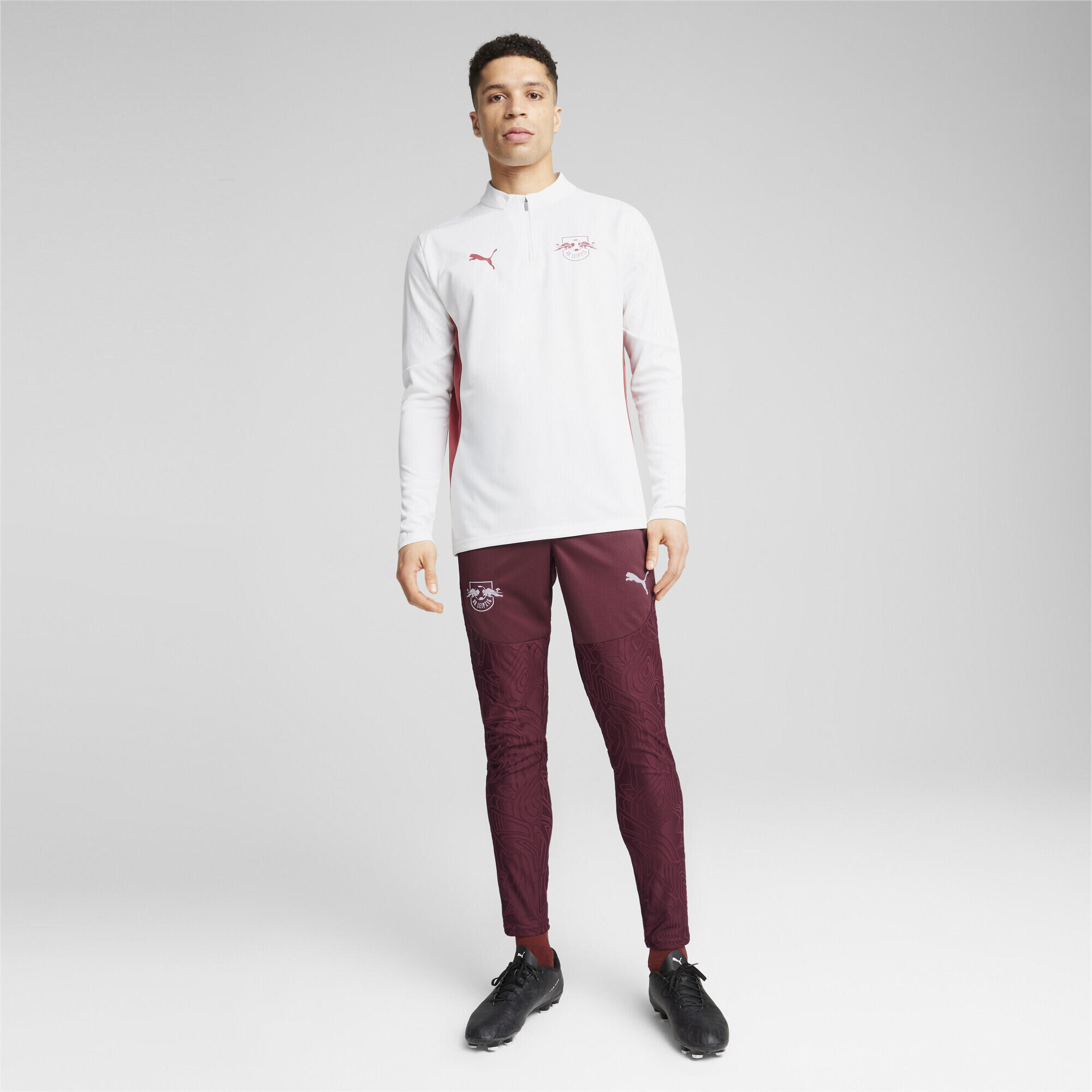 RB Maglia da allenamento con zip a un quarto Leipzig da uomo PUMA White Club Red 6/7