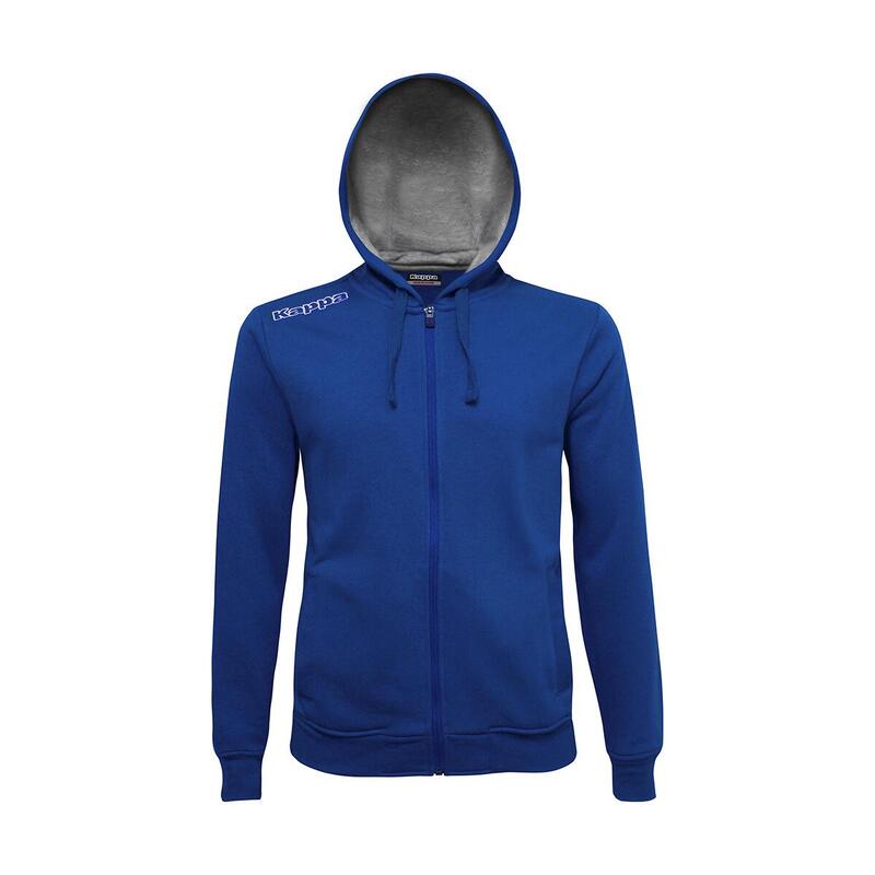 felpa bambino educazione fisica kappa poliestere con cappuccio blu.