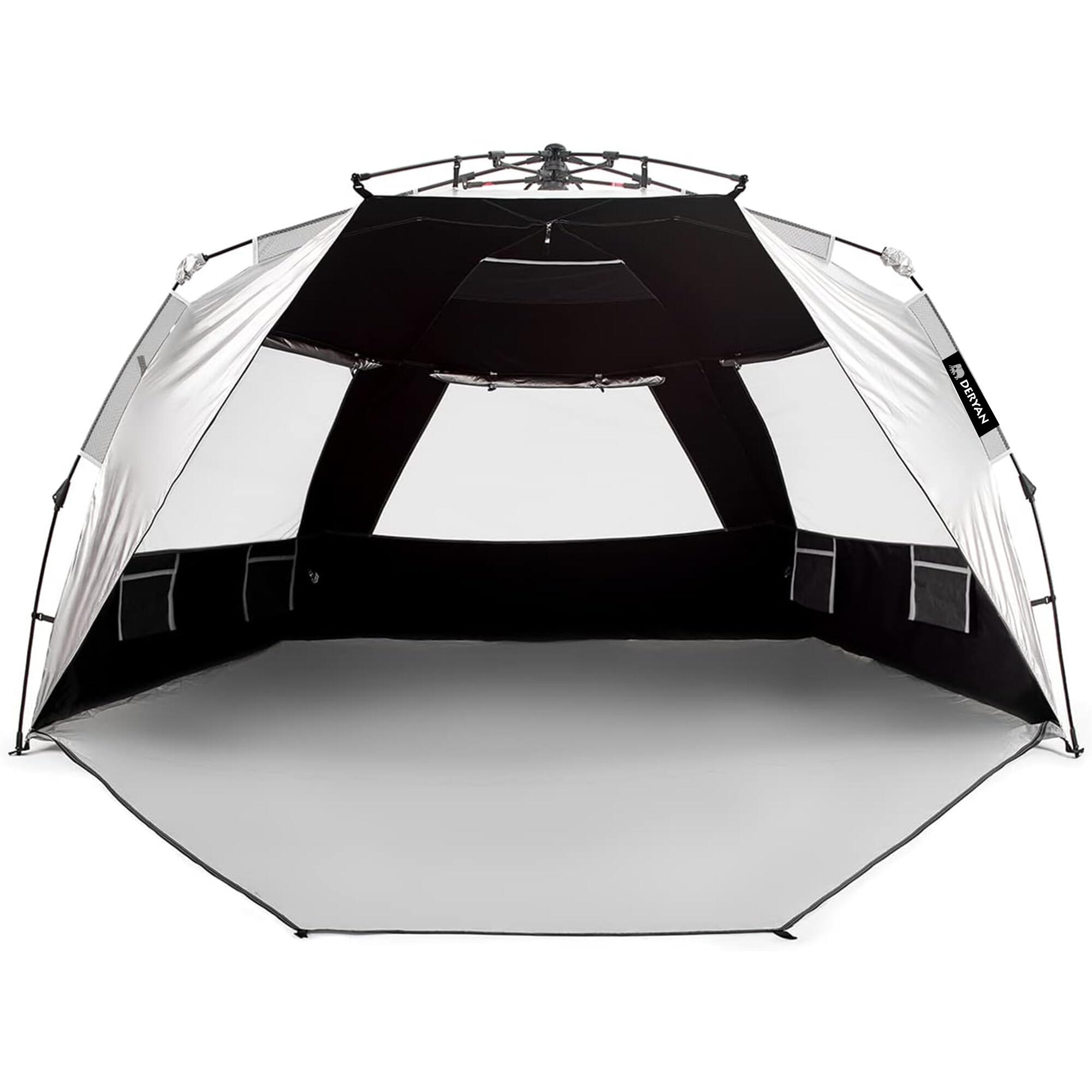 Deryan - Deryan Up To Go Tente De Plage Pop Up - Anti-uv 50+ - Argent - Tente - Beige|gris - 2 Places - Decathlon