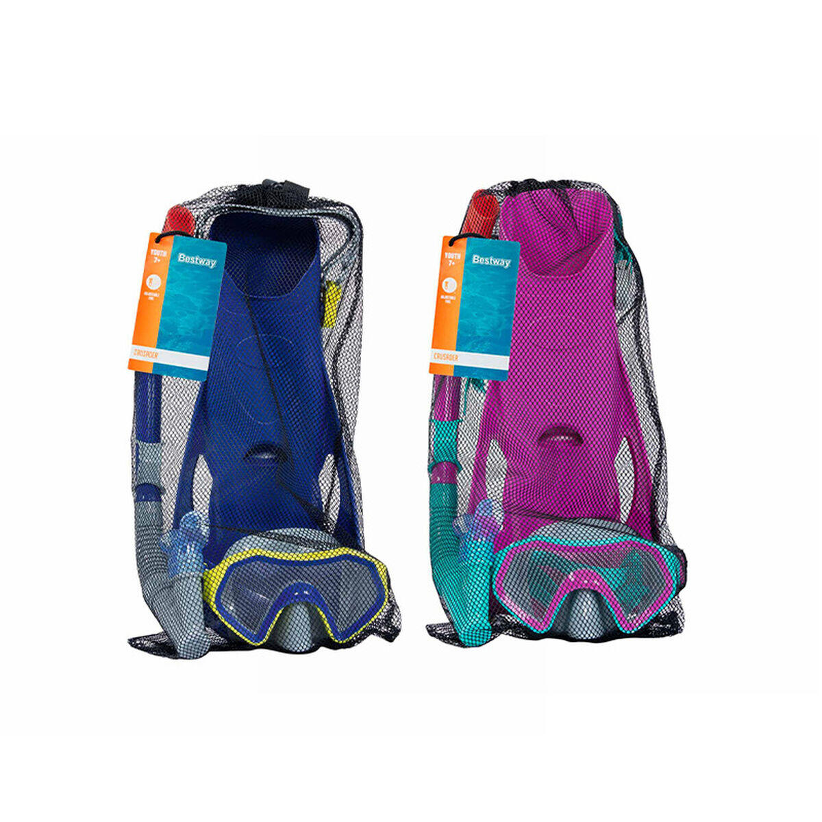 Óculos de Mergulho com Tubo e Barbatanas Bestway Multicolor 4/7