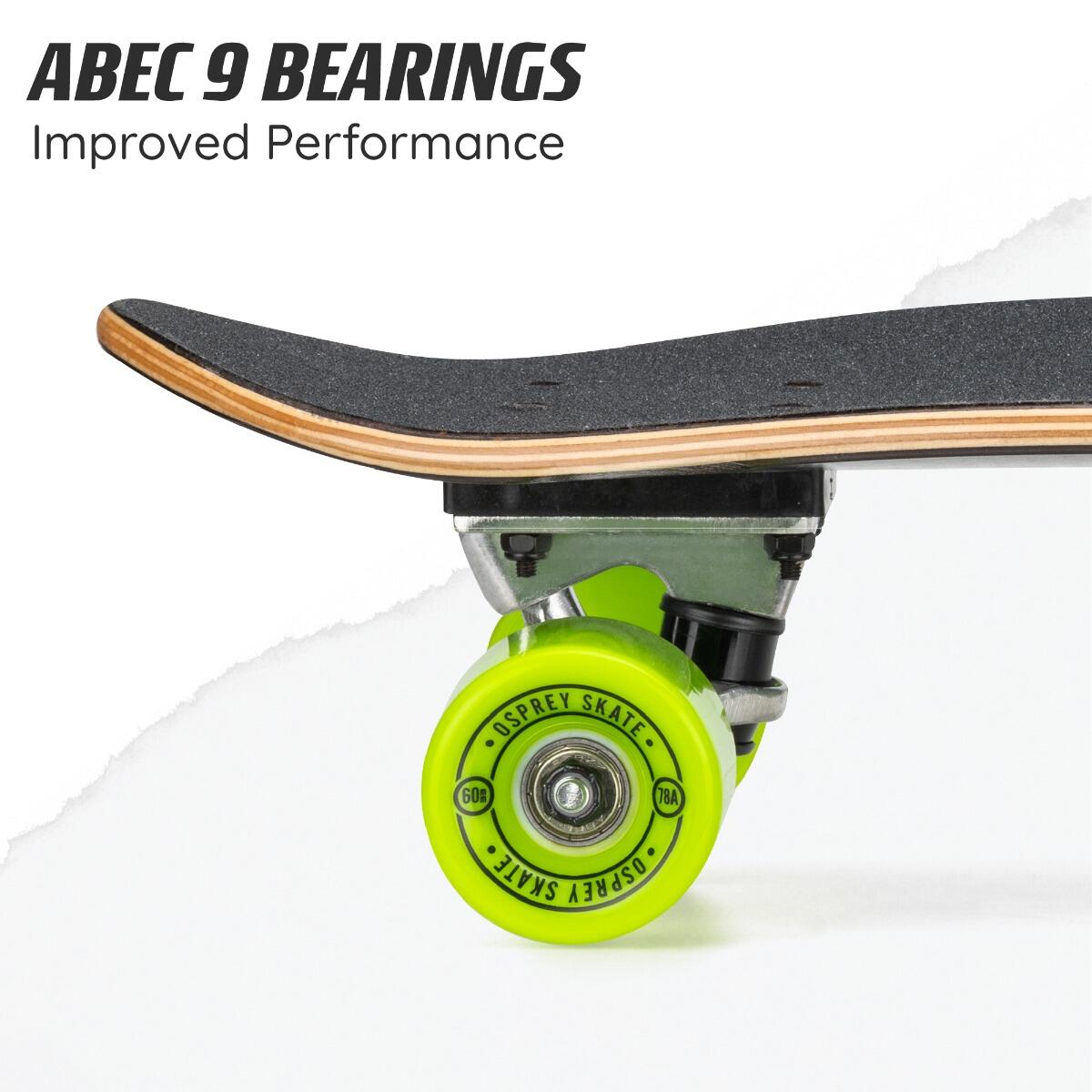 Osprey Complete  Skateboard, Twin Top Maple Concave Deck Overturn 5/6
