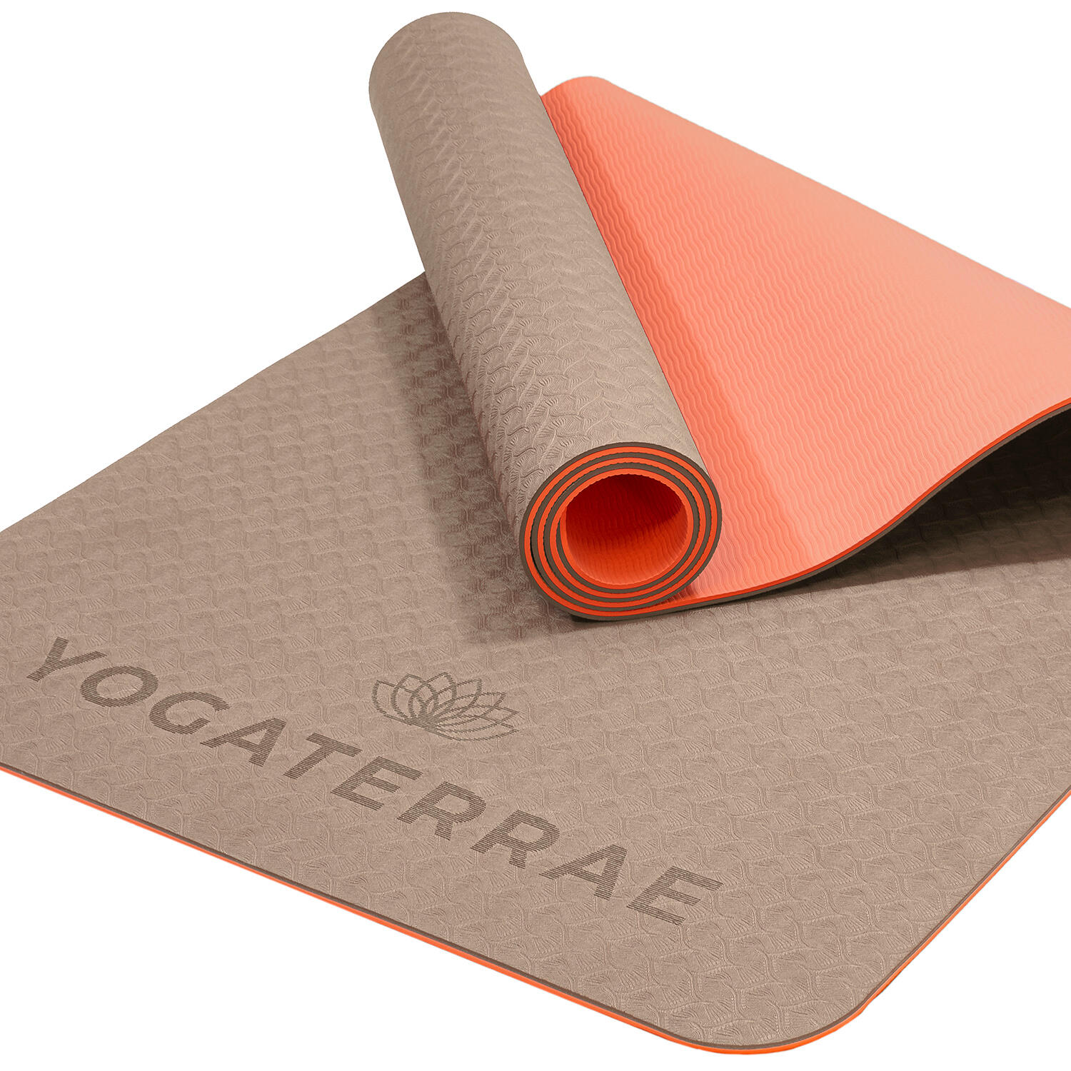 TAPIS DE YOGA ANTIDÉRAPANT DURABLE Confort Beige Corail TPE Léger + SAC & SANGLE 3/6