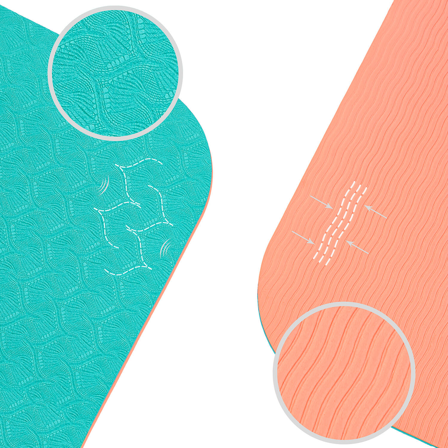TAPIS DE YOGA ANTIDÉRAPANT DURABLE Confort Lagon Corail TPE Léger + SAC & SANGLE 3/6