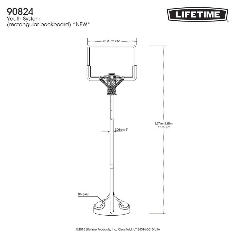 Panou baschet Lifetime junior, 81x58 cm, reglabil 160–230 cm, Albastru