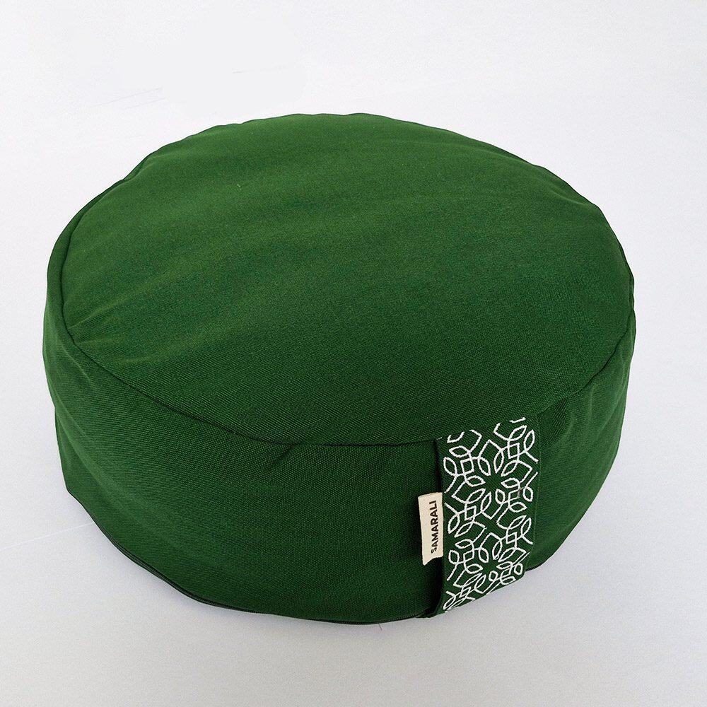 SAMARALI Cojín de meditación redondo - Verde bosque XL